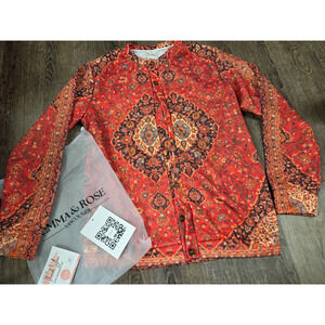 Emma + Rose Vancouver BRAND NEW Orange Button Front Long Sleeve Blouse Shirt L